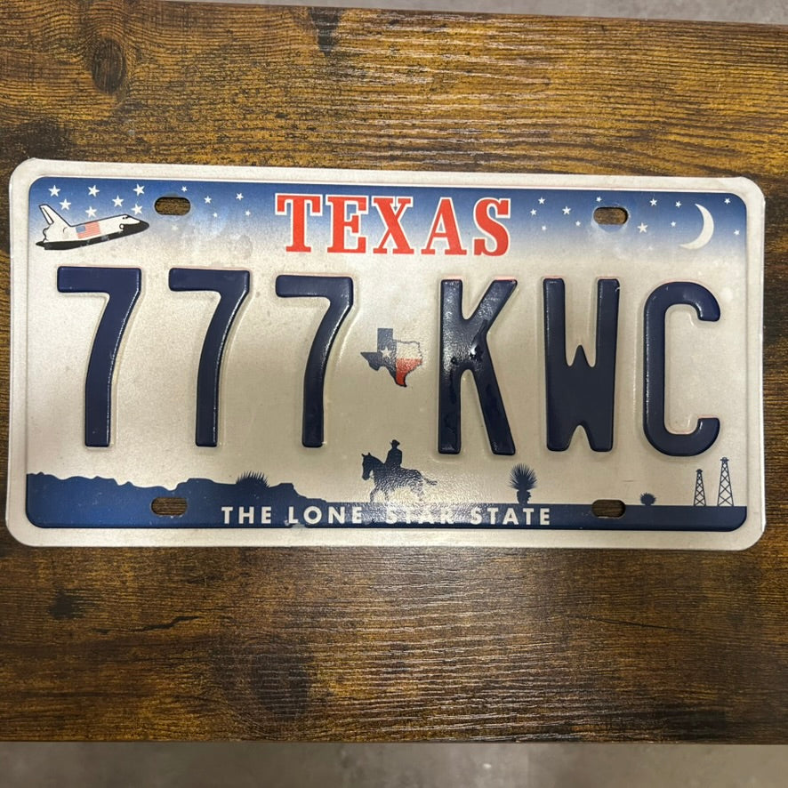 Originales US Kontrollschild / Kennzeichen Texas 777 KWC