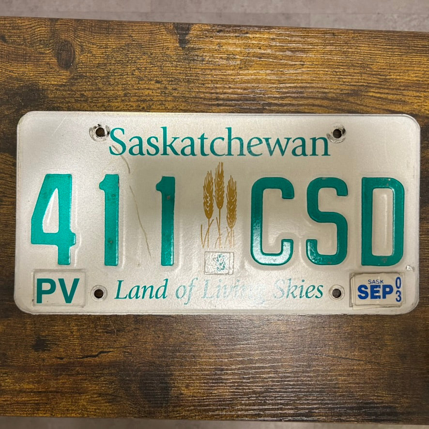 Originales kanada Kontrollschild / Kennzeichen Saskatchewan 411 CSD