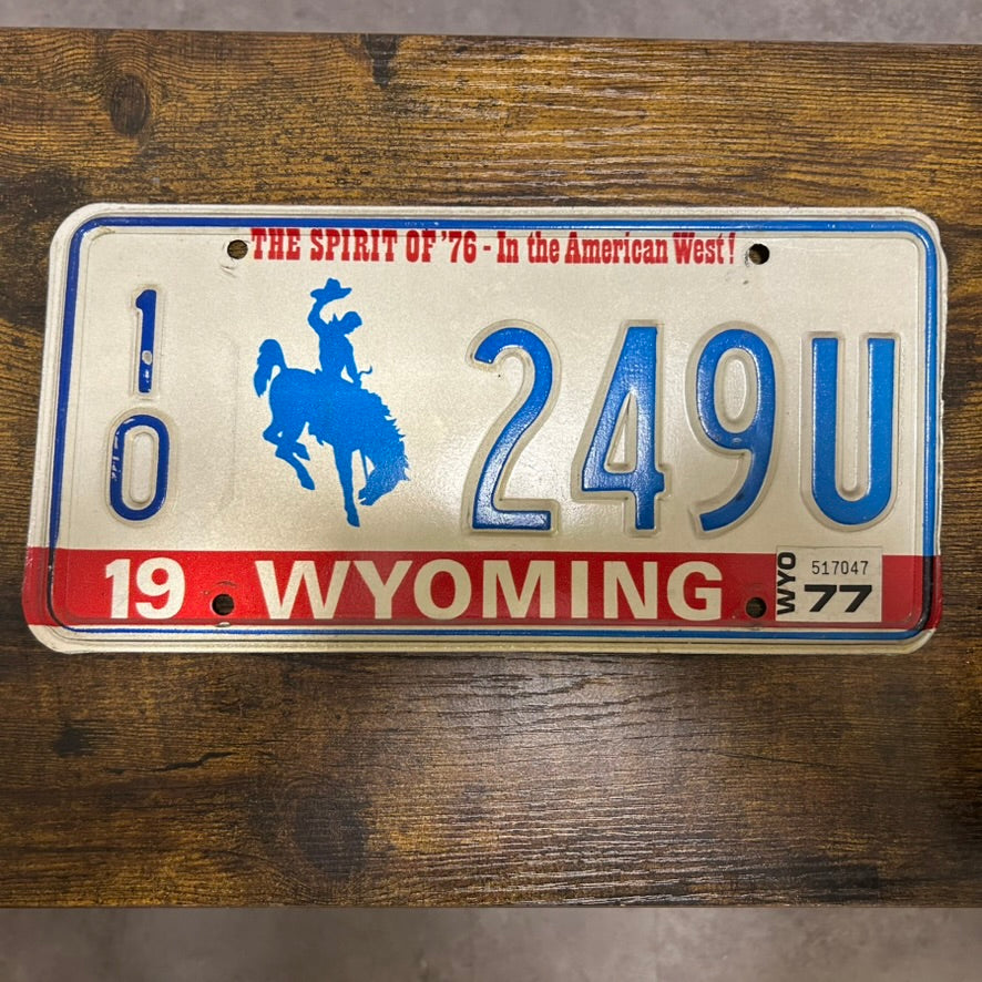 Originales US Kontrollschild / Kennzeichen Wyoming 10 249U