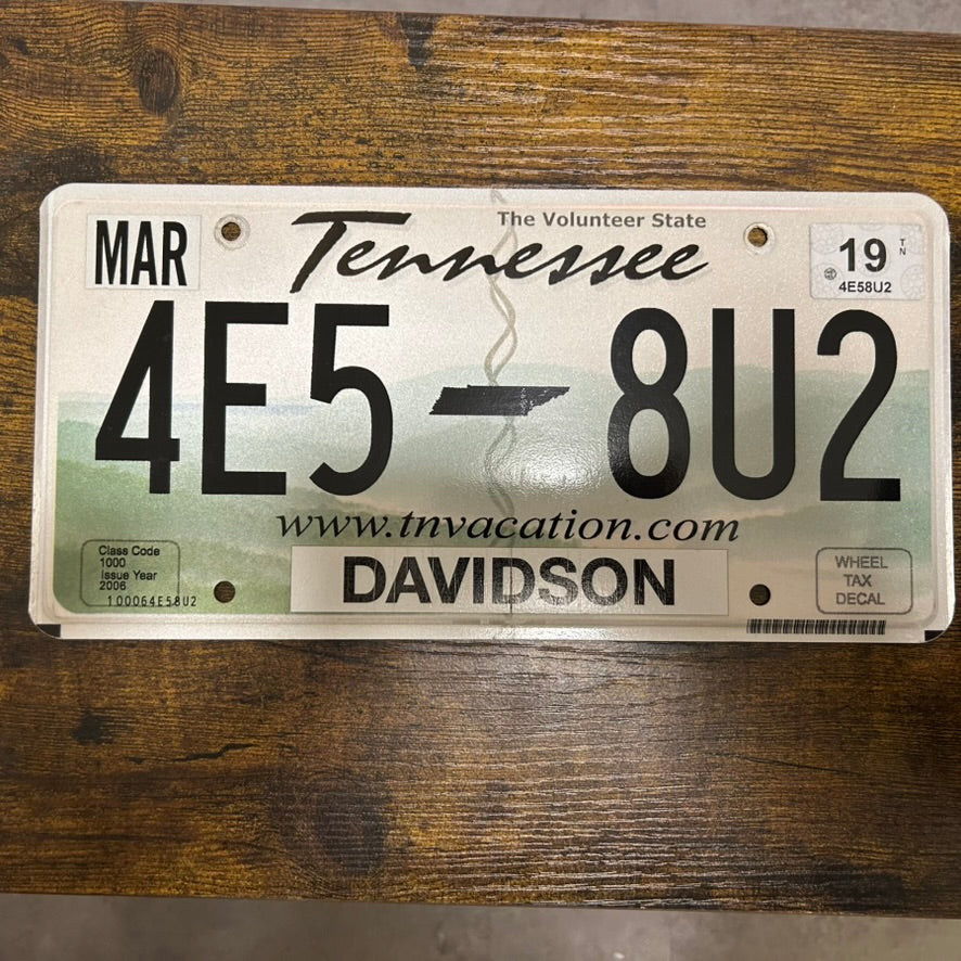 Originales US Kontrollschild / Kennzeichen Tennessee 4E5-8U2